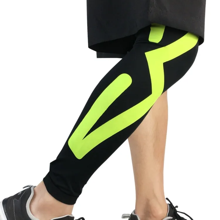1pair  Sports Knee Pads Compression Elastic Protective Thigh And Calve Cover, Specification:  L (Black / Green)