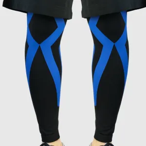 1pair  Sports Knee Pads Compression Elastic Protective Thigh And Calve Cover, Specification: M (Black / Blue)