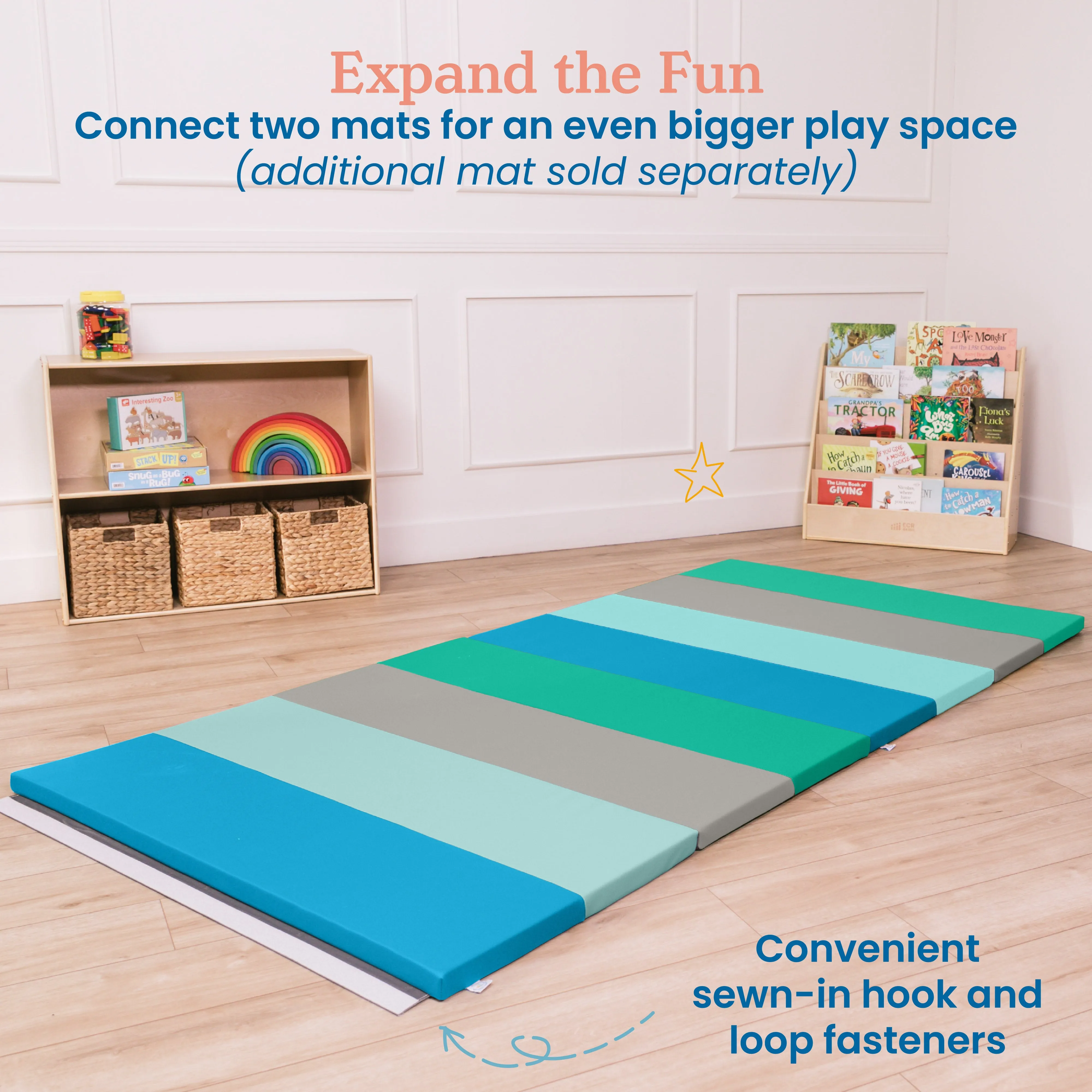 4-Section Rainbow Runway Activity Mat, Folding Playmat, 1-Pack