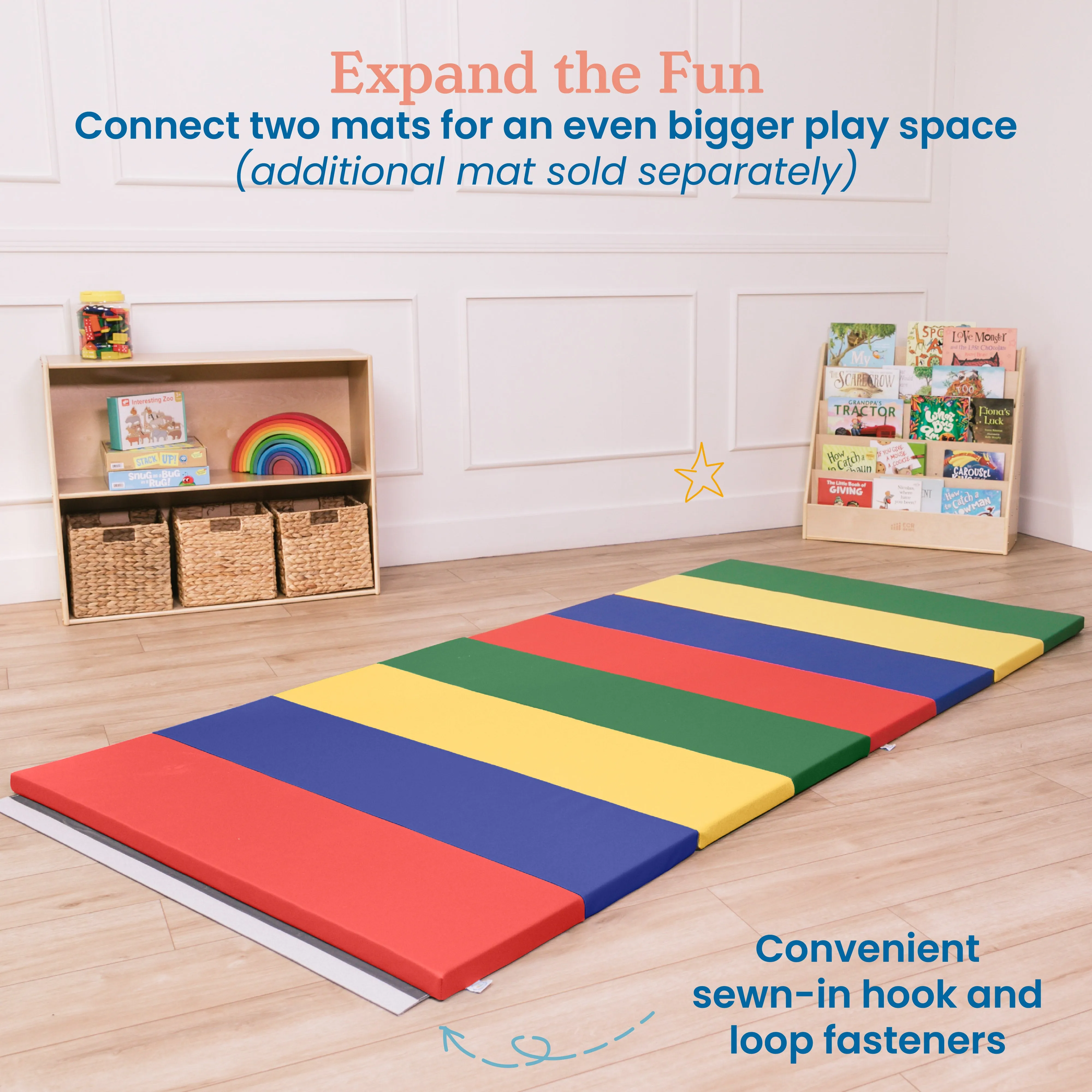 4-Section Rainbow Runway Activity Mat, Folding Playmat, 1-Pack