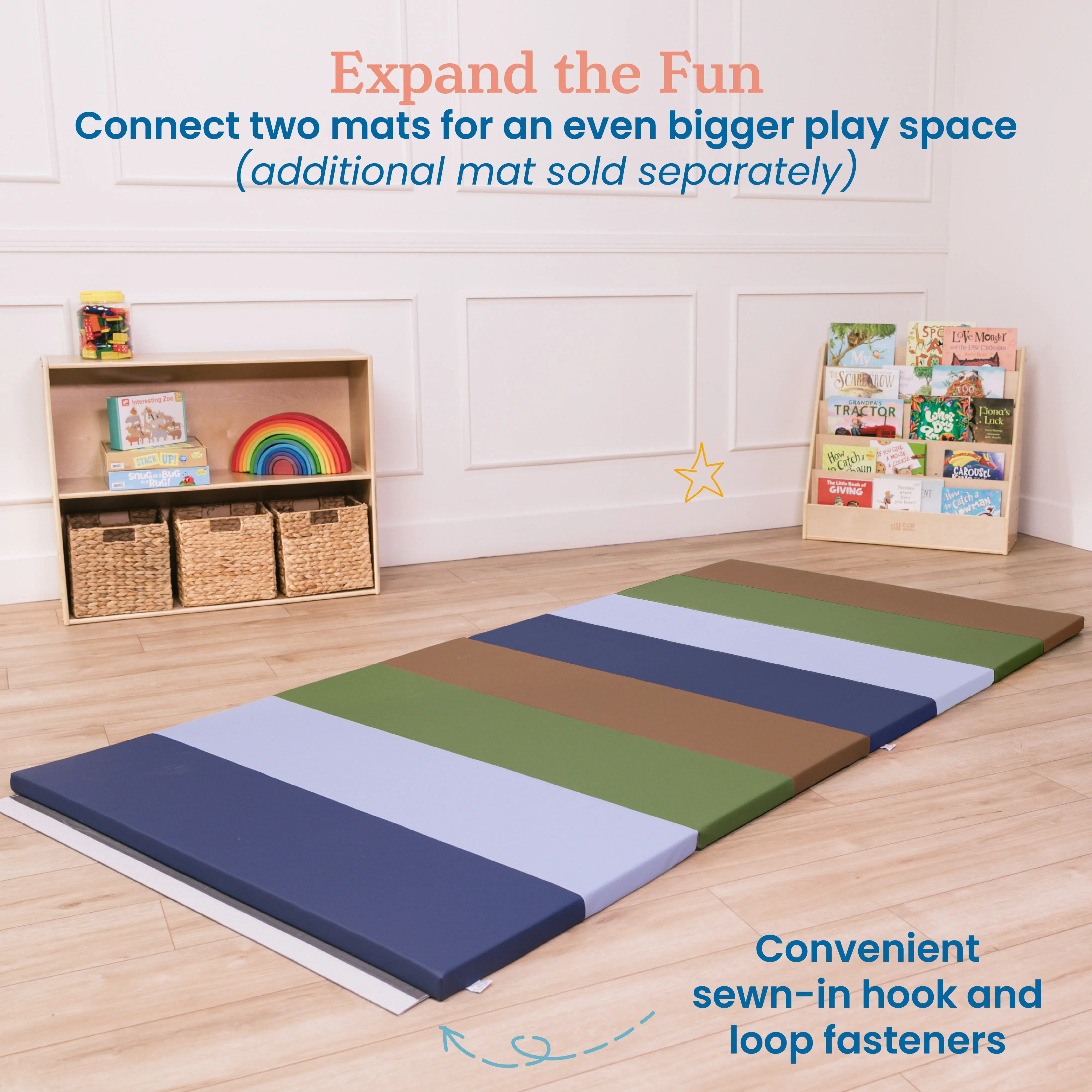 4-Section Rainbow Runway Activity Mat, Folding Playmat, 1-Pack