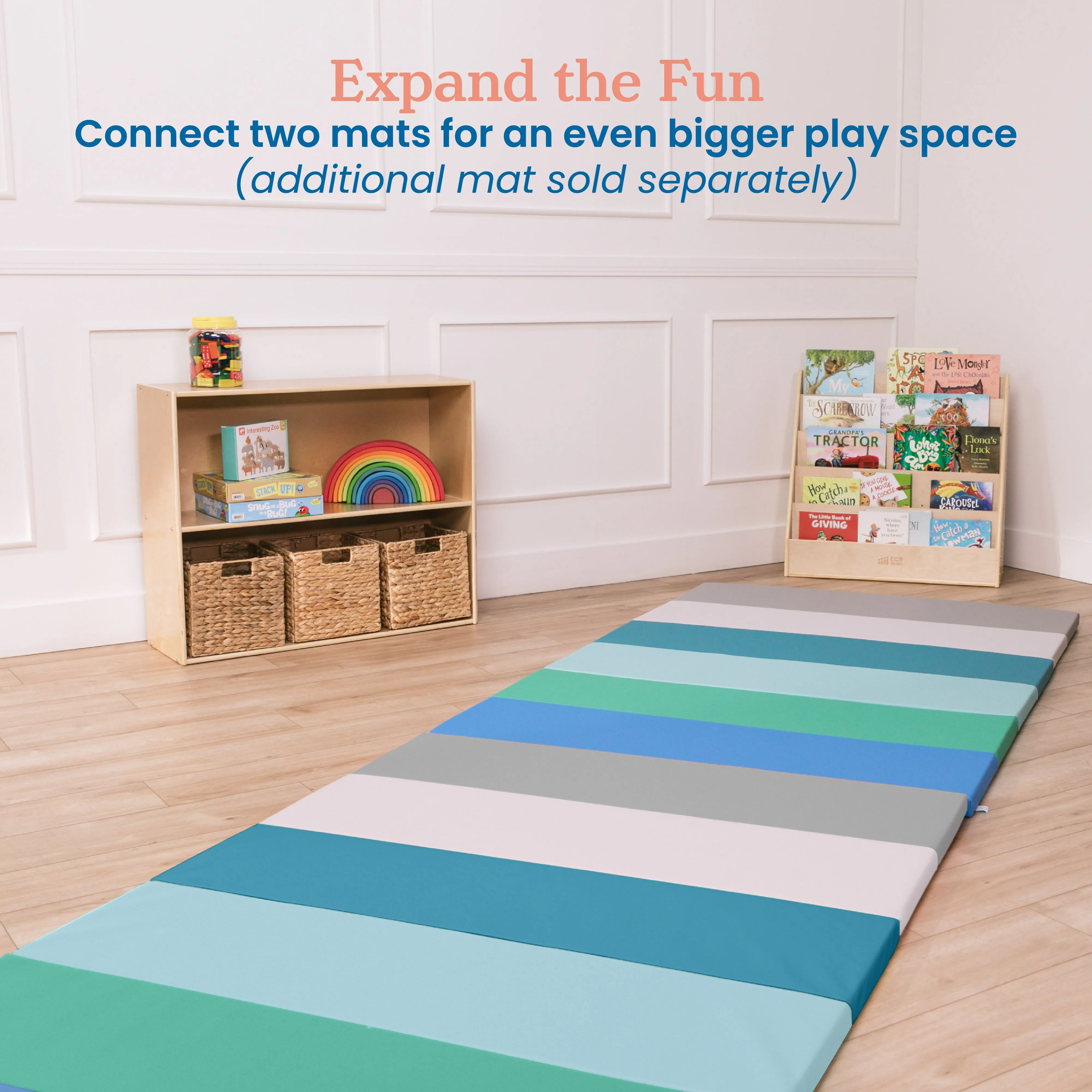 6-Section Rainbow Runway Activity Mat, Folding Playmat