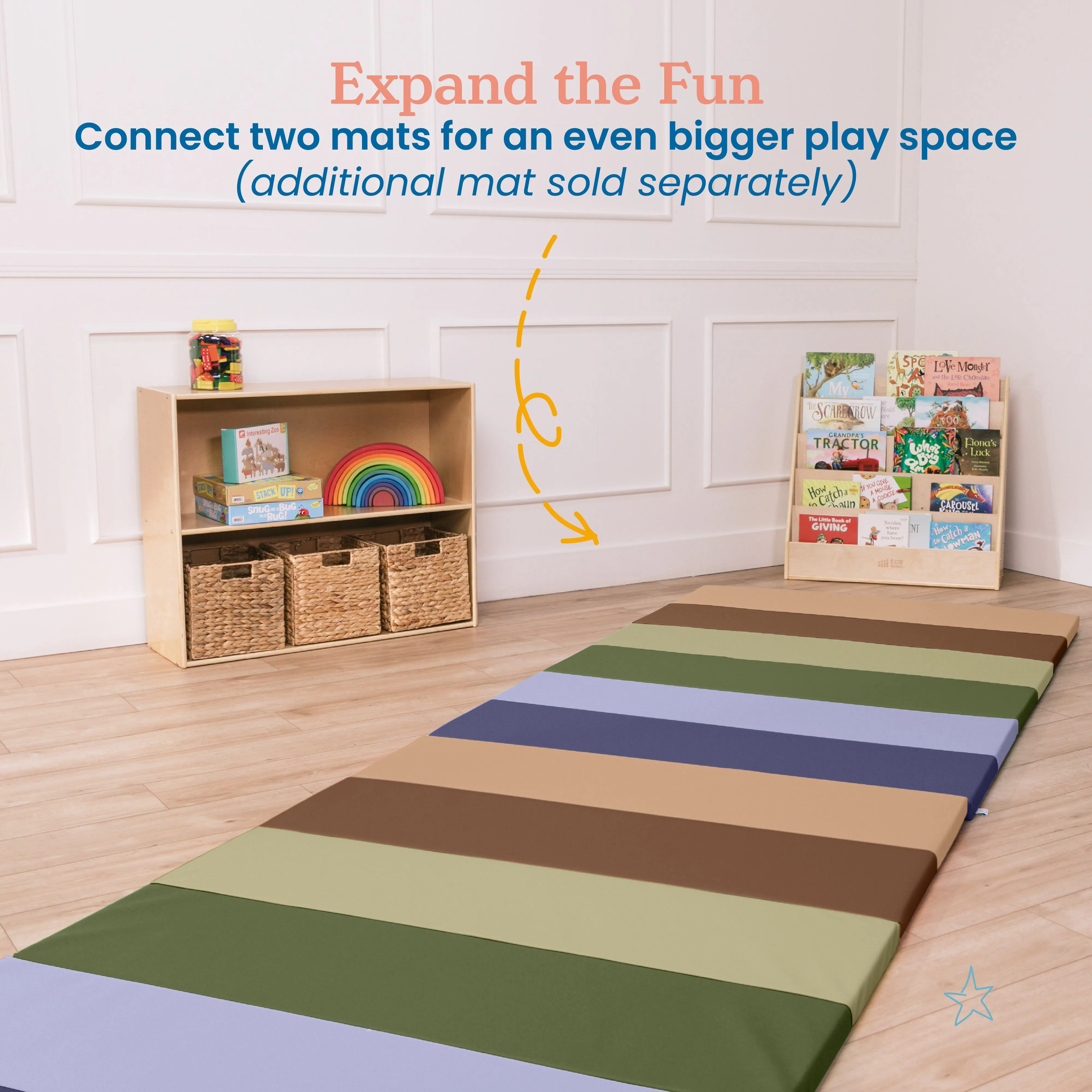 6-Section Rainbow Runway Activity Mat, Folding Playmat