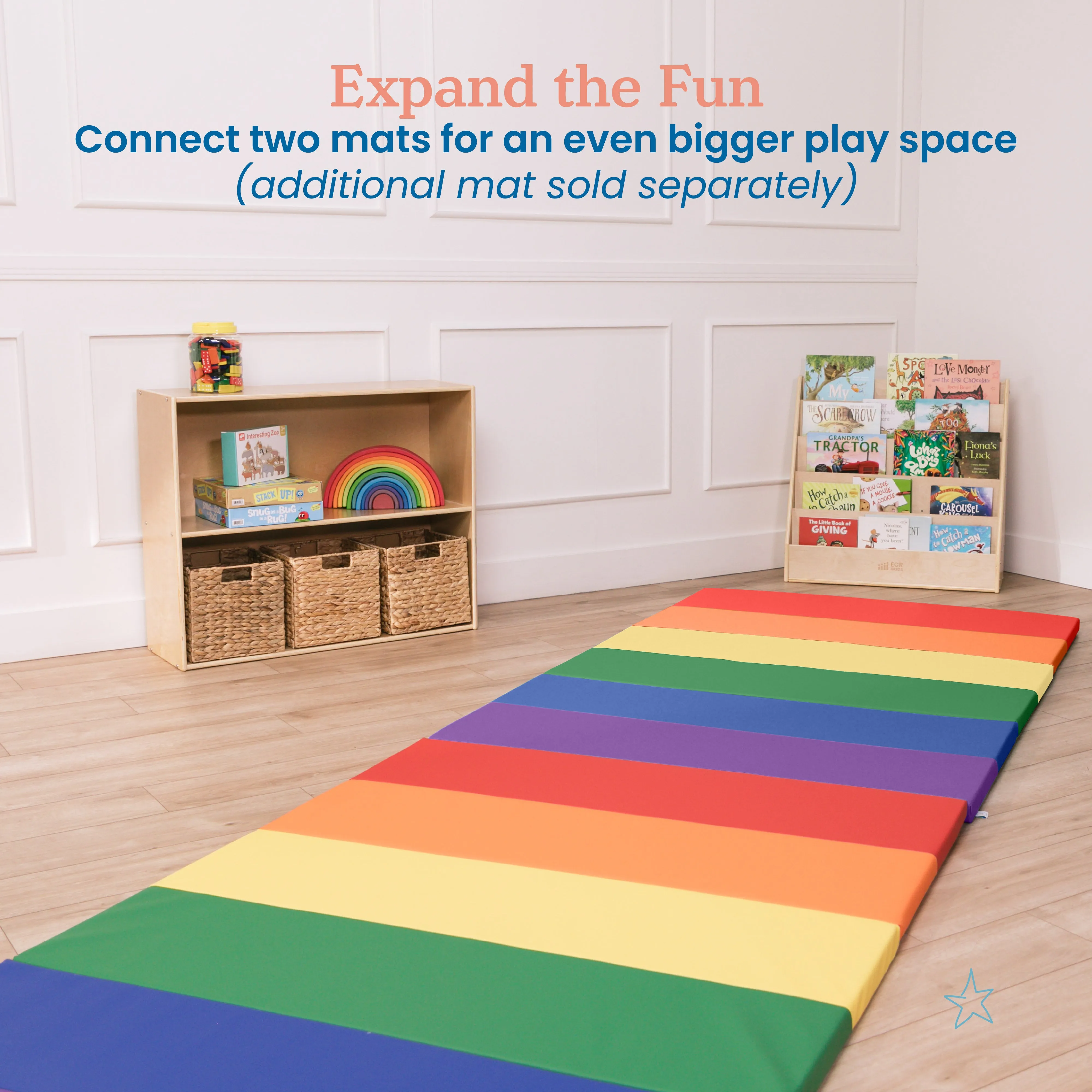 6-Section Rainbow Runway Activity Mat, Folding Playmat