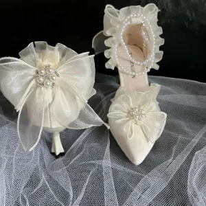 Aiertu  New French Girl Fairy Bow Sweet Wedding Shoes Lolita Shoes Y2k Women Shoes Luxury Brand High Quality Slingback Shoes Women