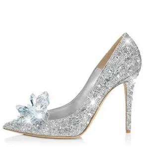 Amozae  Fashion   Women Silver Rhinestone Wedding Shoes Platform Pumps Crystal High Heels Shoes For Evening Party