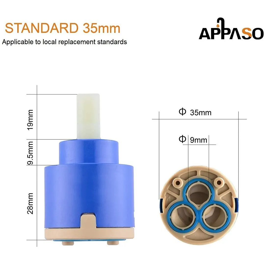 APPASO Ceramic Disc Cartridge Replacement Water Mixer Valve 35mm For Kitchen Faucet