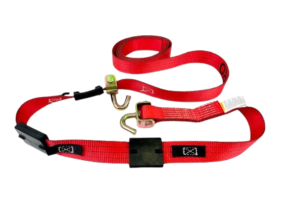 AS-KK2X14SSJR - 2" x 14' Strap w/ Swivel J Hooks & Rubber Cleats - Red TECNIC Webbing-BETTER