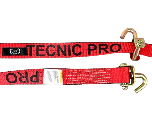 AS-KK2X14SSJR - 2" x 14' Strap w/ Swivel J Hooks & Rubber Cleats - Red TECNIC Webbing-BETTER