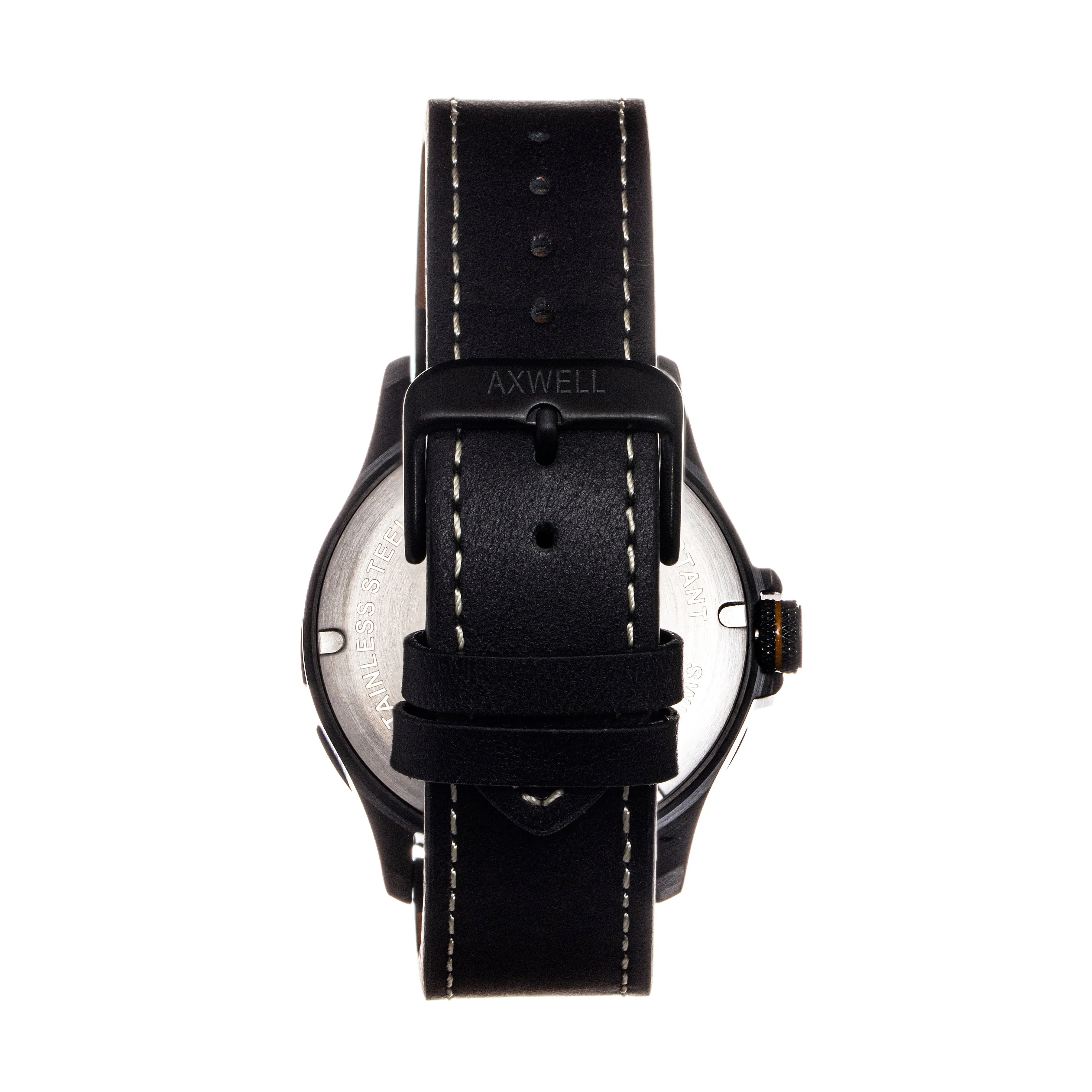 Axwell Blazer Leather Strap Watch - Black