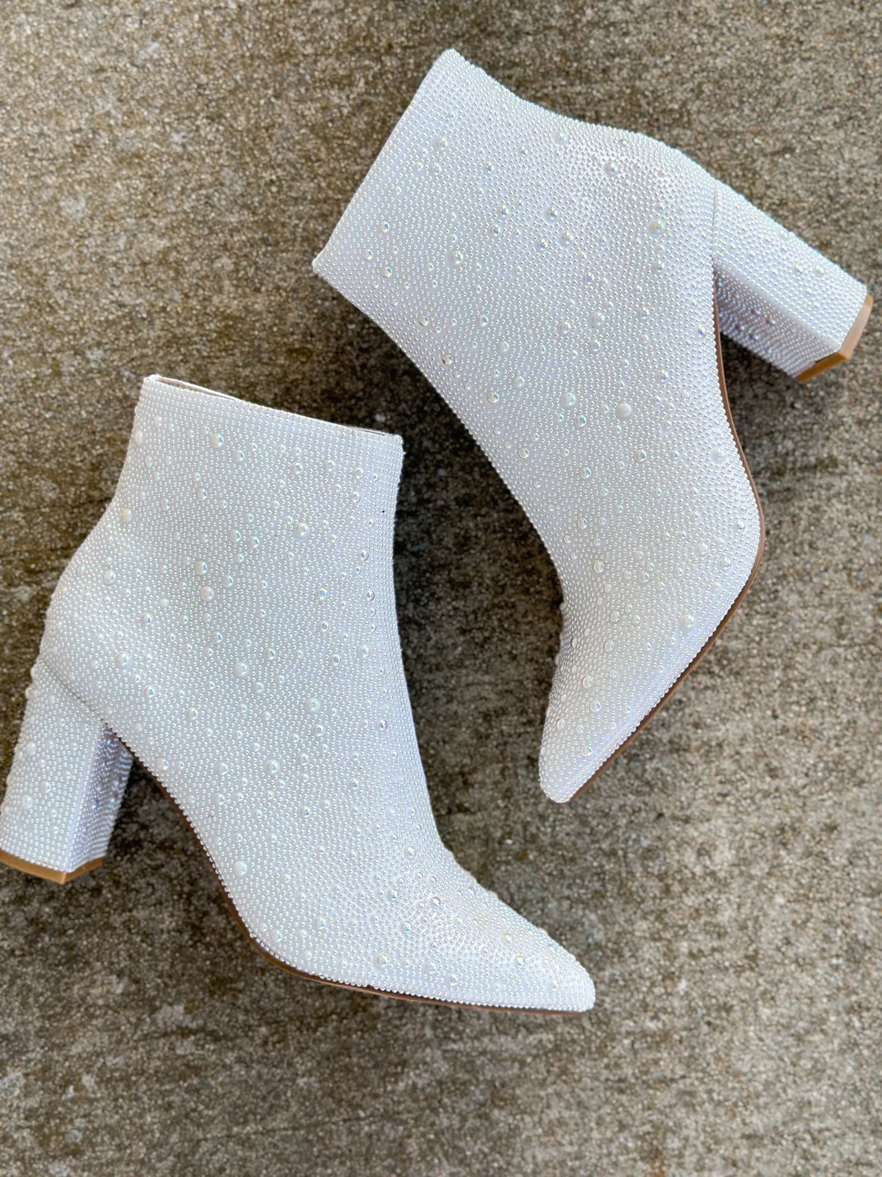 Barcelona All White Pearl Stud Boots