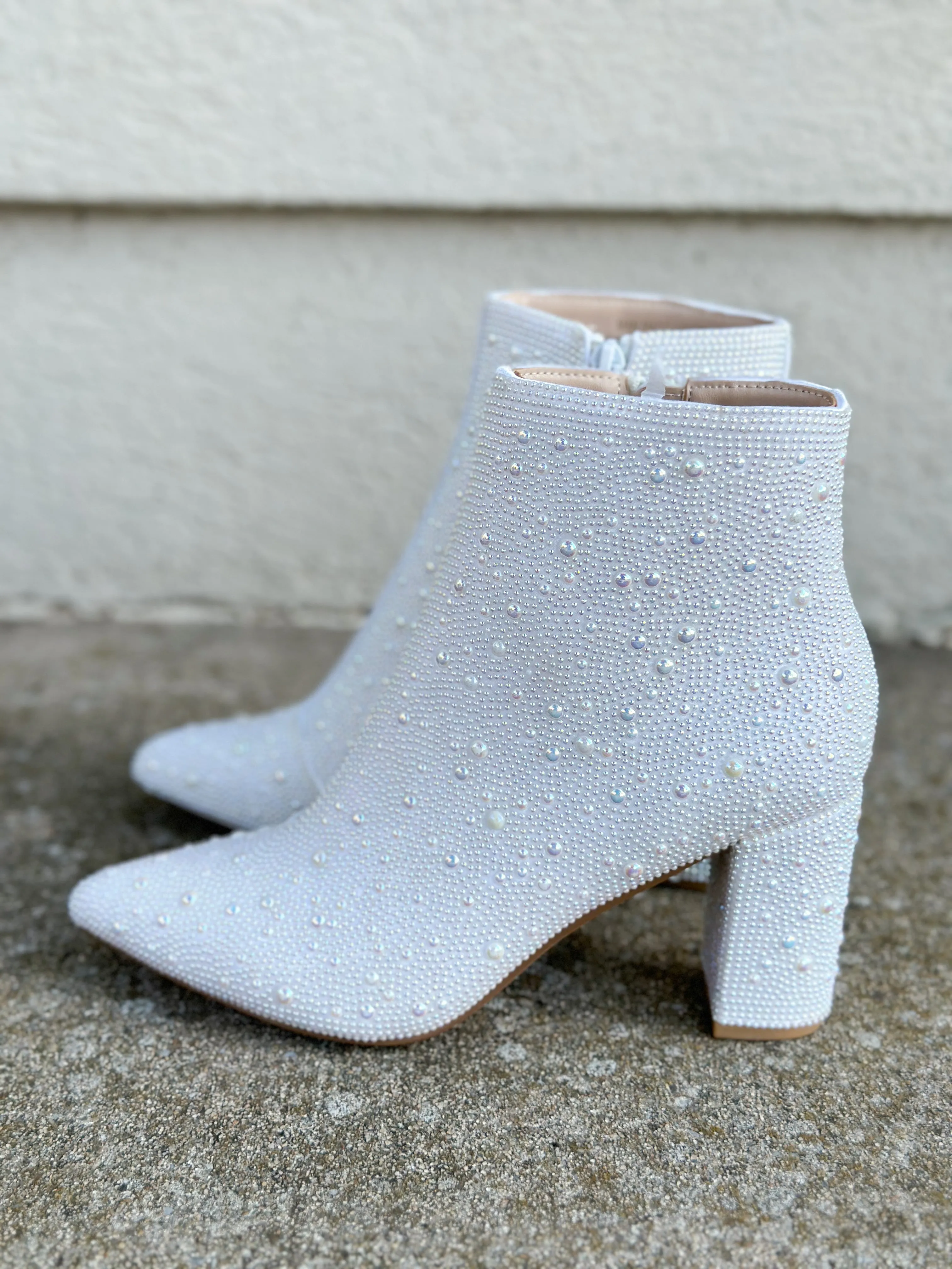 Barcelona All White Pearl Stud Boots