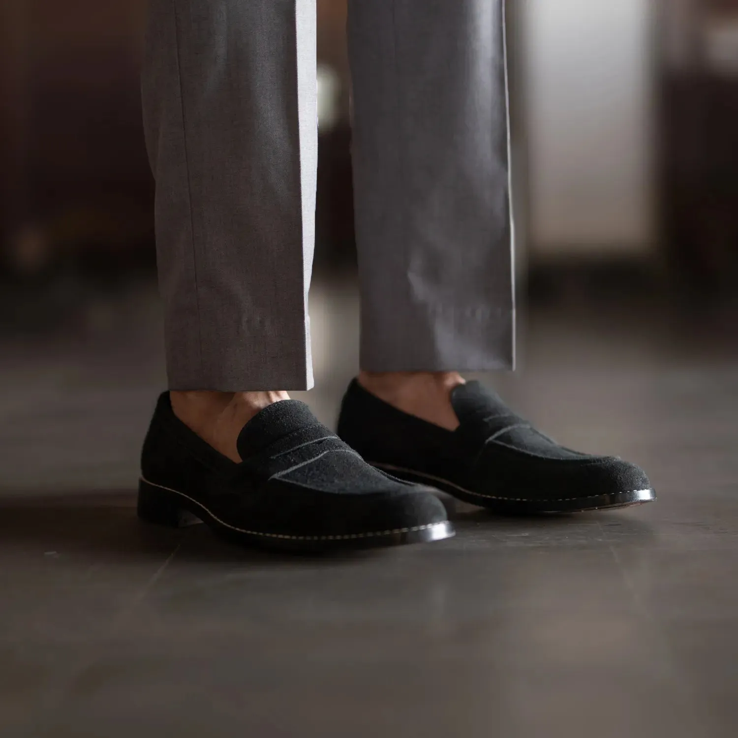 Baxton Black Suede Leather Loafers