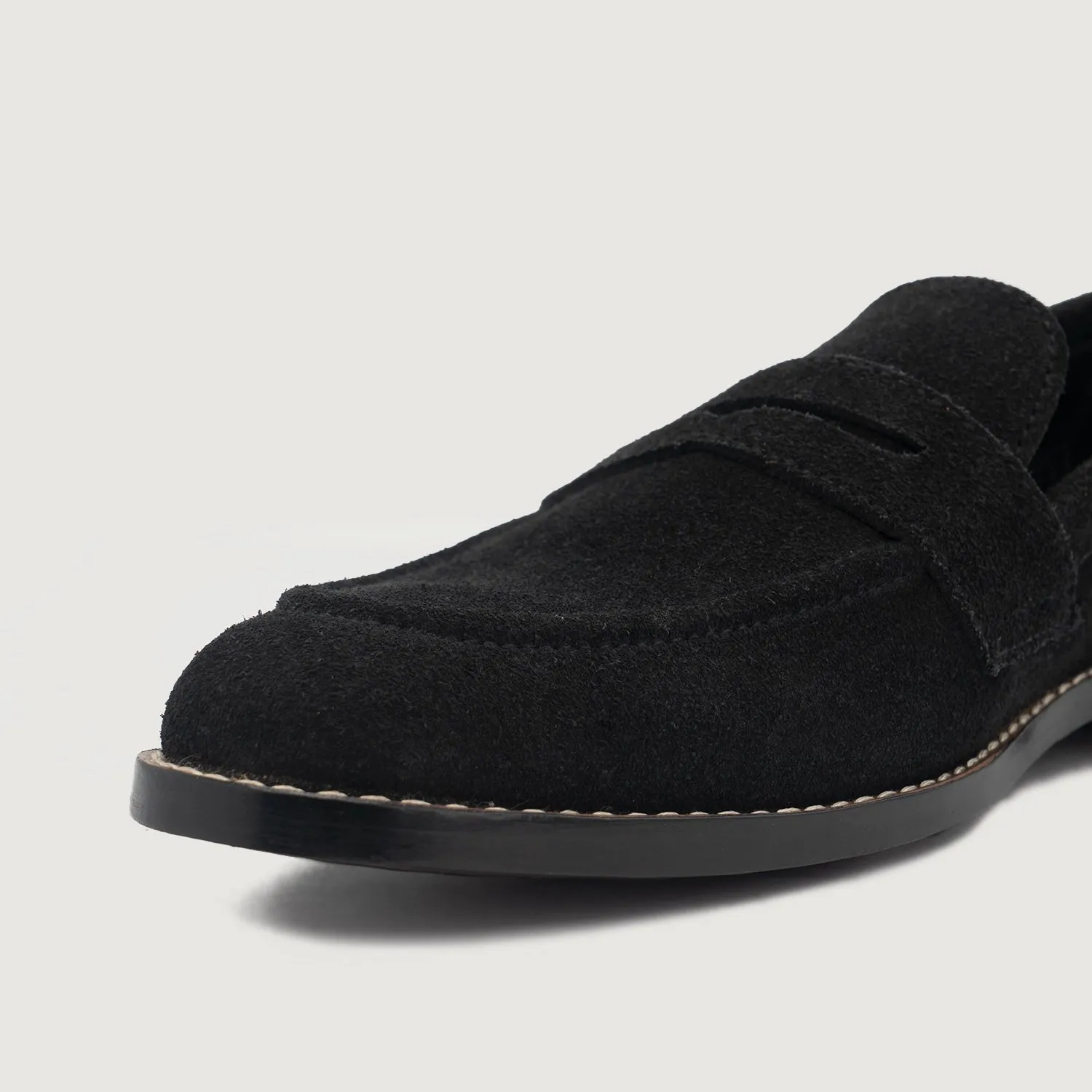 Baxton Black Suede Leather Loafers