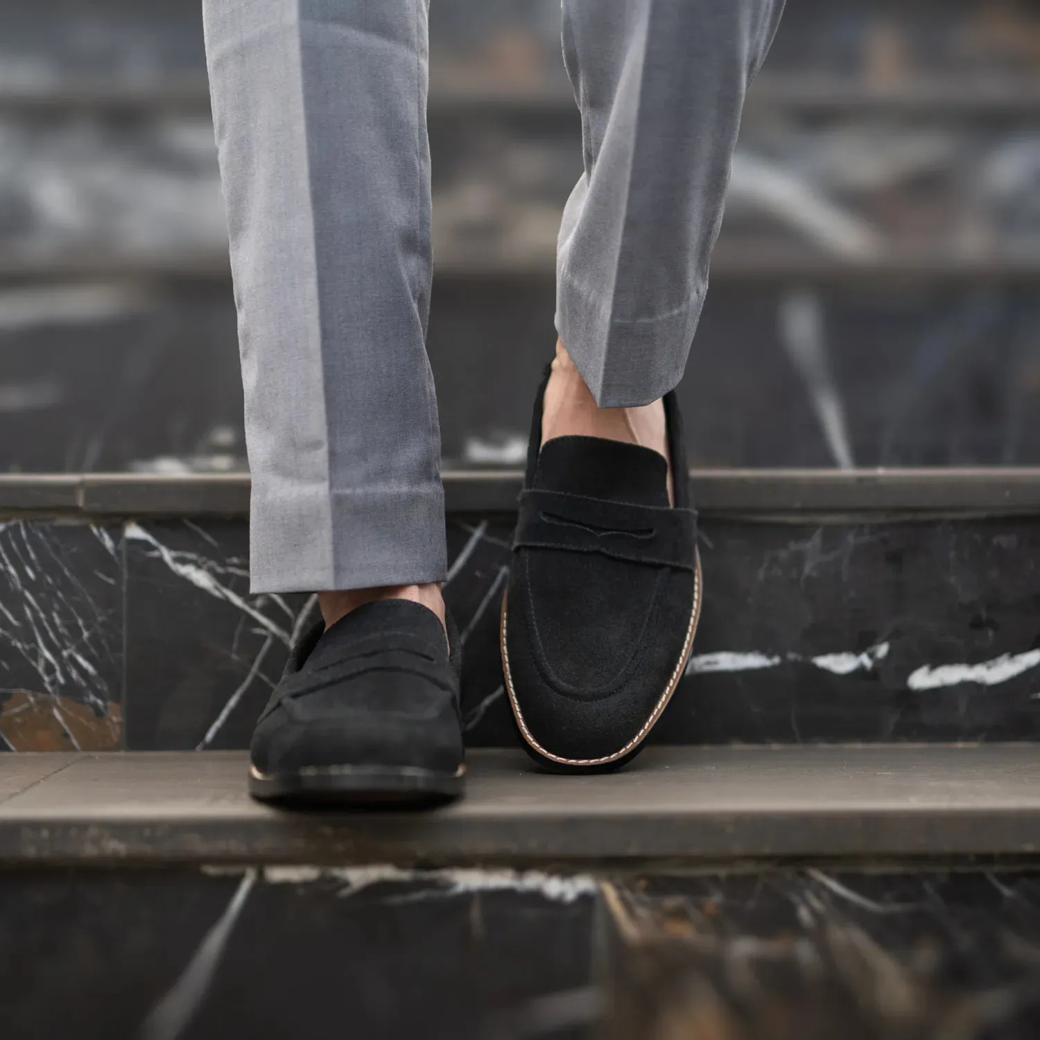 Baxton Black Suede Leather Loafers