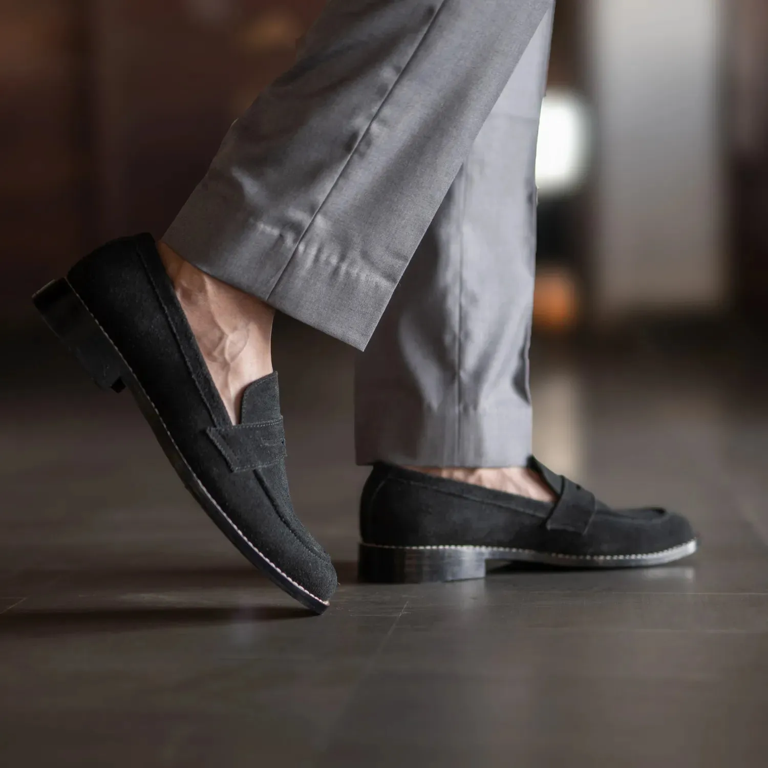 Baxton Black Suede Leather Loafers