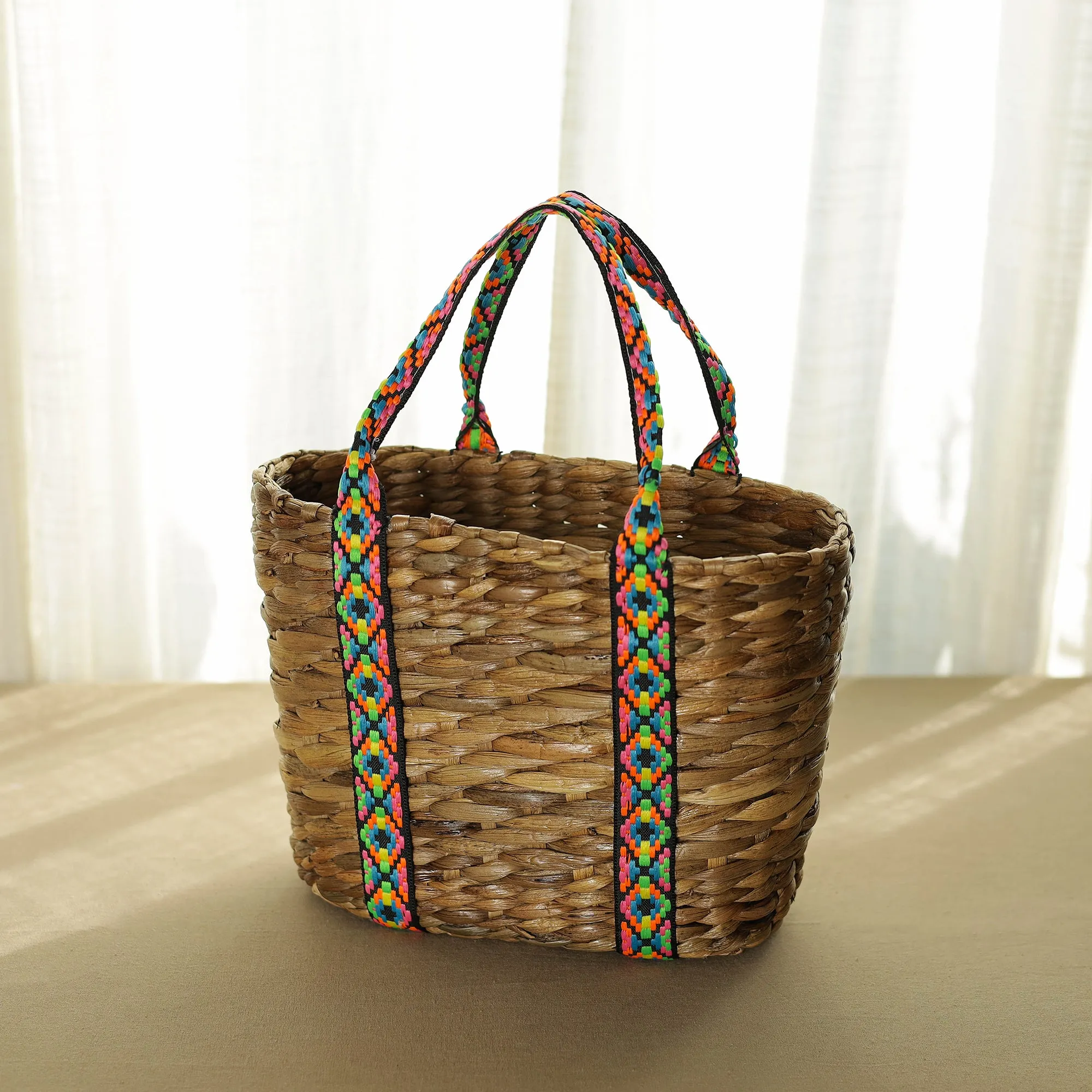 Beige - Handwoven Water Hyacinth Hand Bag 04