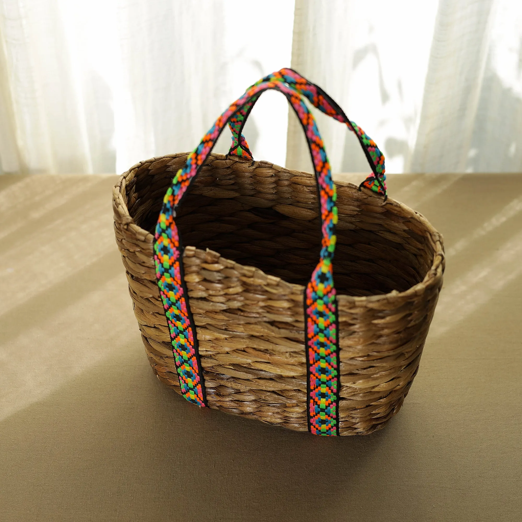 Beige - Handwoven Water Hyacinth Hand Bag 04