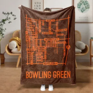 Bowling Green, Ohio Street Map Blanket Freshmen/Graduates Memorial Gifts