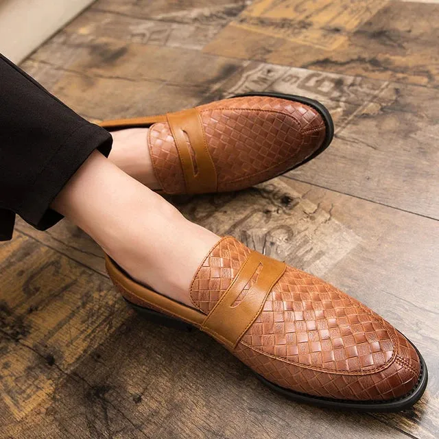 Braid Woven Leather Casual Loafers