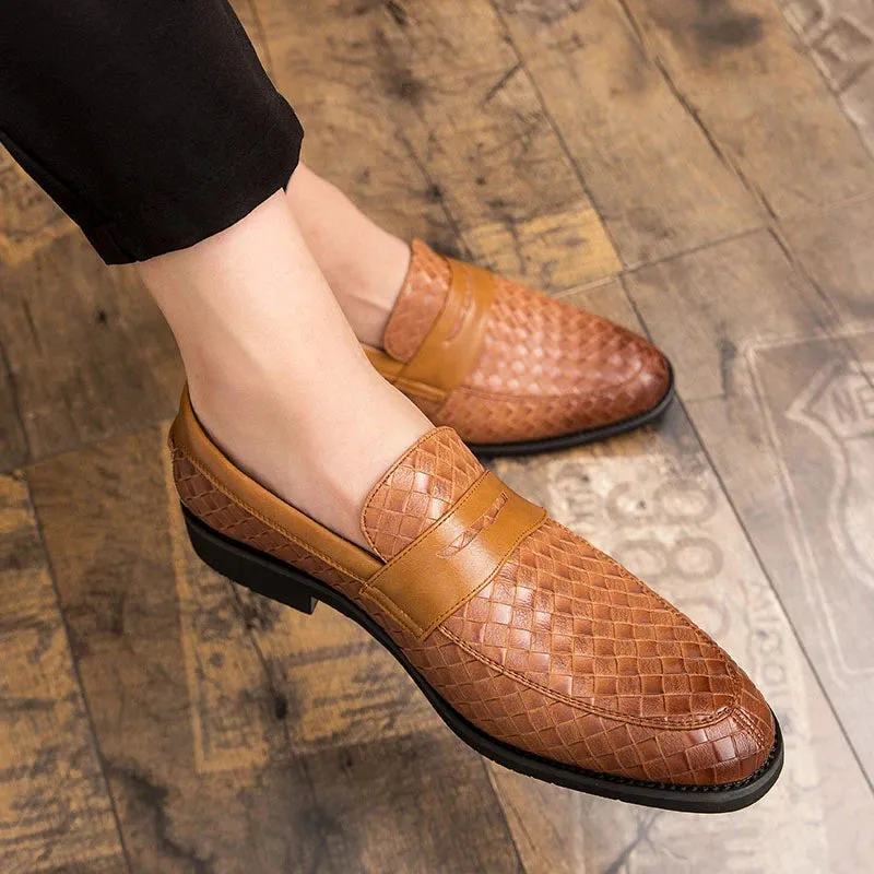 Braid Woven Leather Casual Loafers