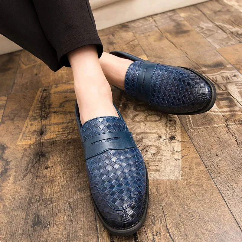 Braid Woven Leather Casual Loafers