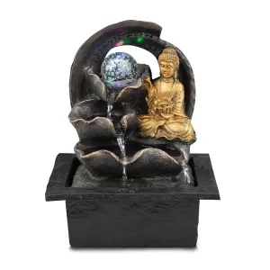 Buddha Crystal Ball Water Feature Indoor With LED