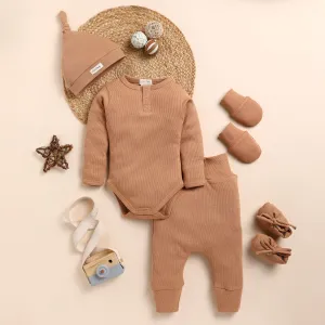 Camel Organic Full Sleeve Bodysuit - Pack Of 5