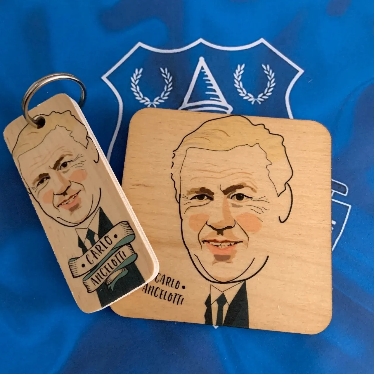 Carlo Ancelotti Rustic Character Wooden Coaster - RWC1