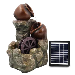 Cartwheel Solar Water Feature Outdoor With LED