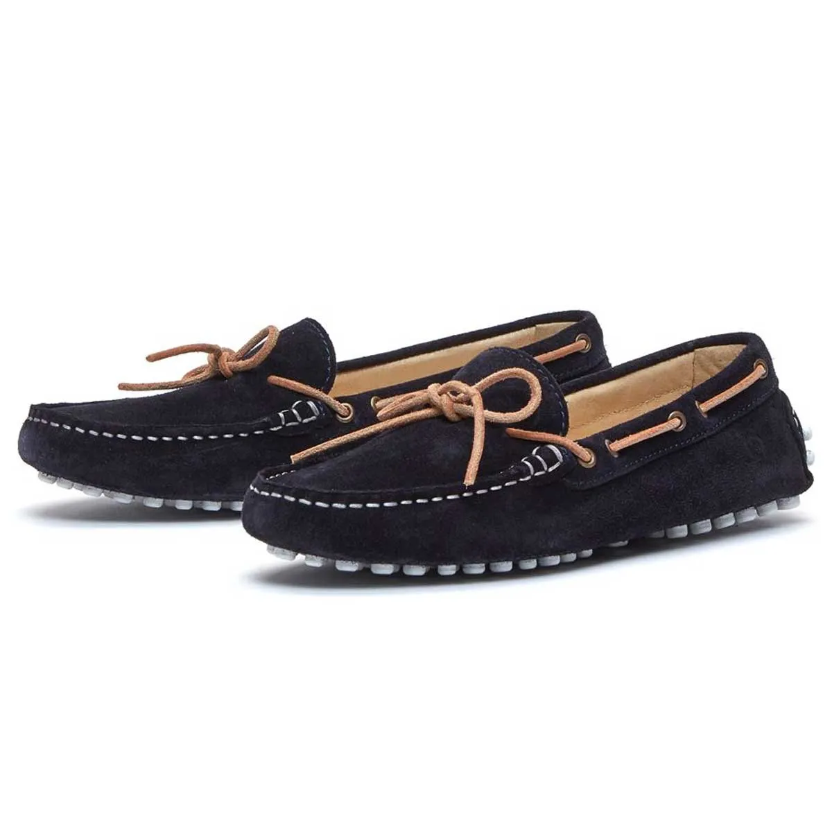 CHATHAM Aria Suede Driving Moccasins - Women's - Navy