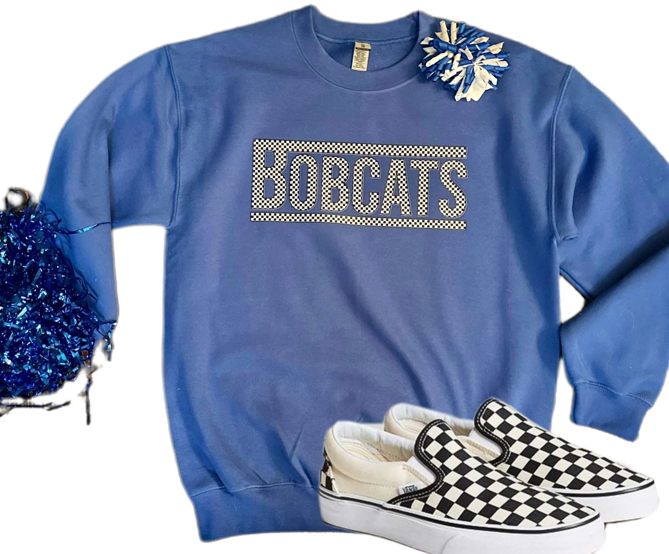 Checkered Bobcats Sweatshirt (Adult & Youth)