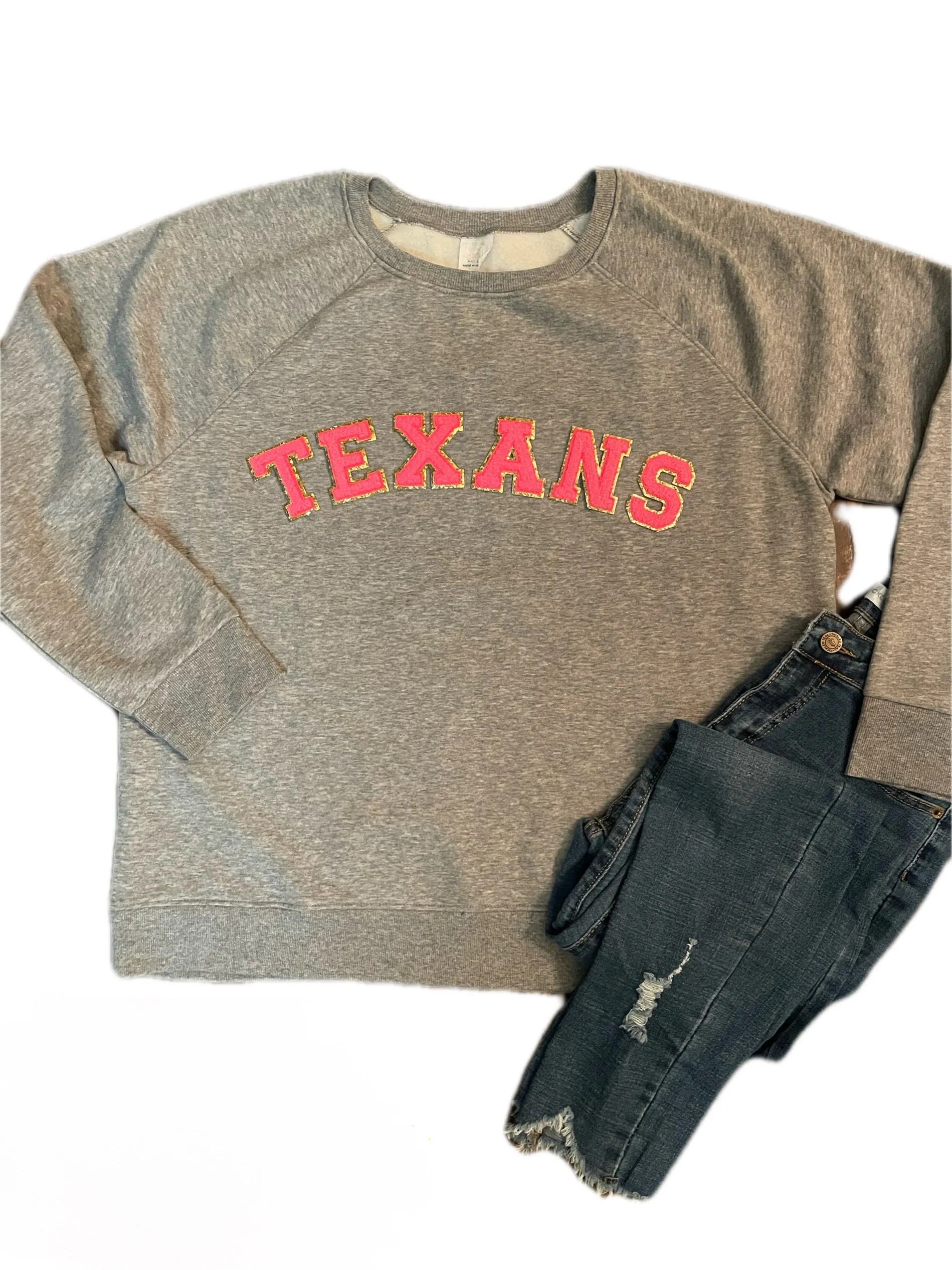 Chenille Patch TEXANS Sweatshirt