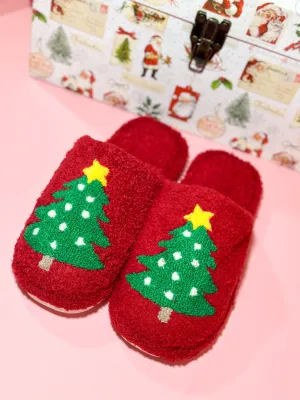 Christmas Tree Fuzzy Slippers