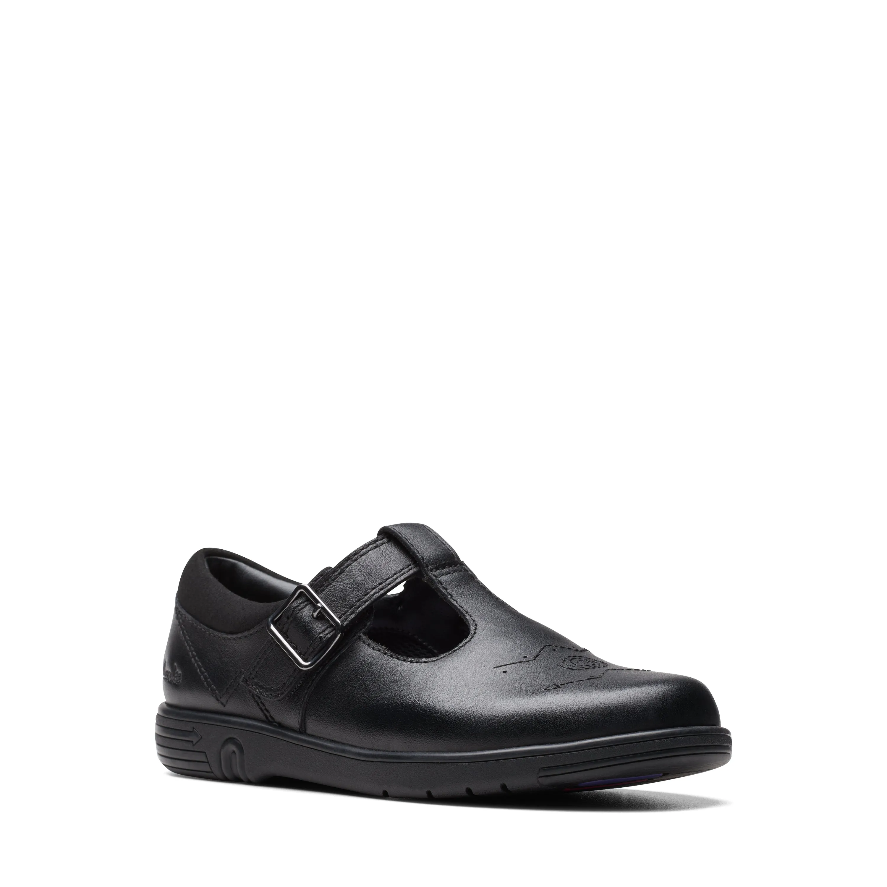 Clarks Jazzy Tap Girls Black T-bar School Shoe