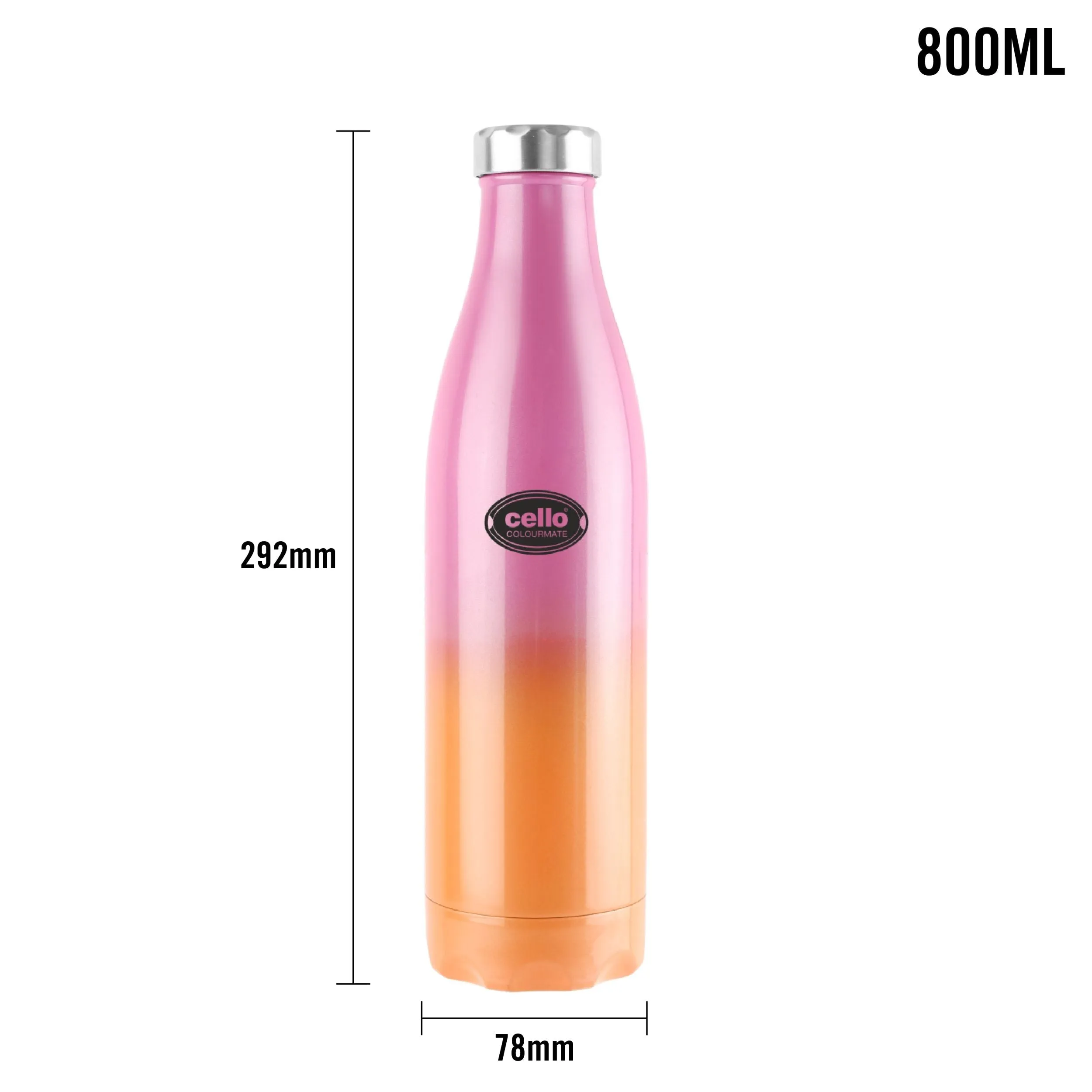 Colourmate Flask, Vacusteel Water Bottle, 800ml