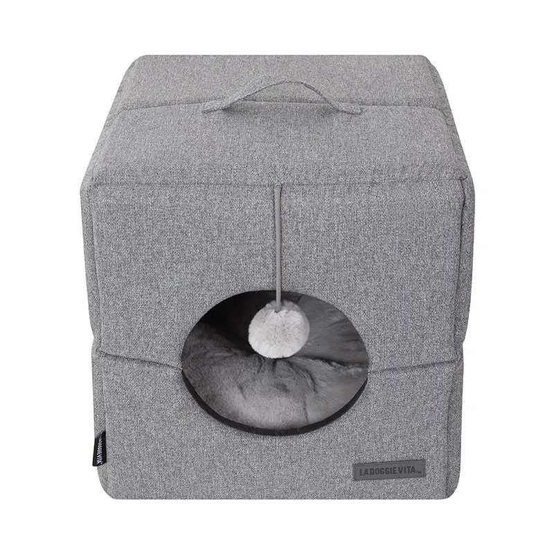 Como Grey Cat Cube with Pom Pom