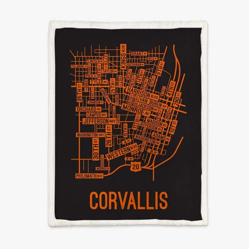 Corvallis, Oregon Street Map Blanket Freshmen/Graduates Memorial Gifts