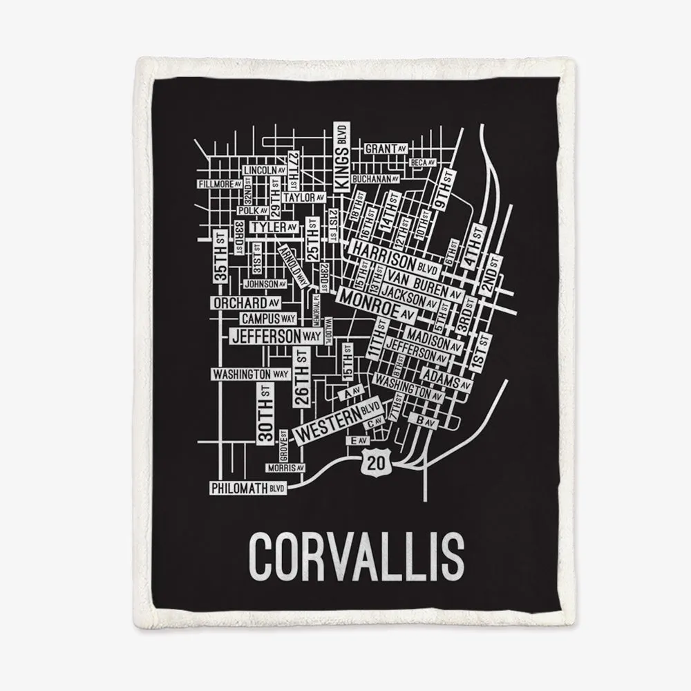 Corvallis, Oregon Street Map Blanket Freshmen/Graduates Memorial Gifts