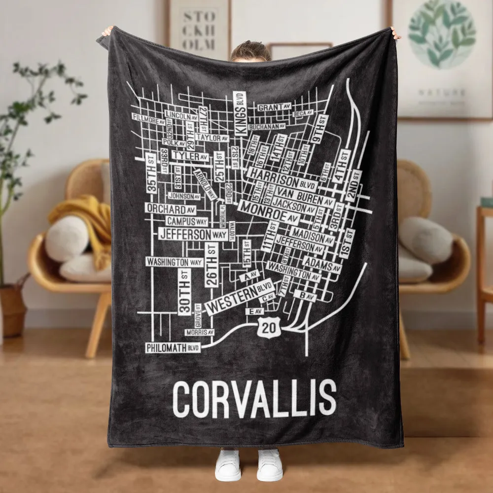 Corvallis, Oregon Street Map Blanket Freshmen/Graduates Memorial Gifts