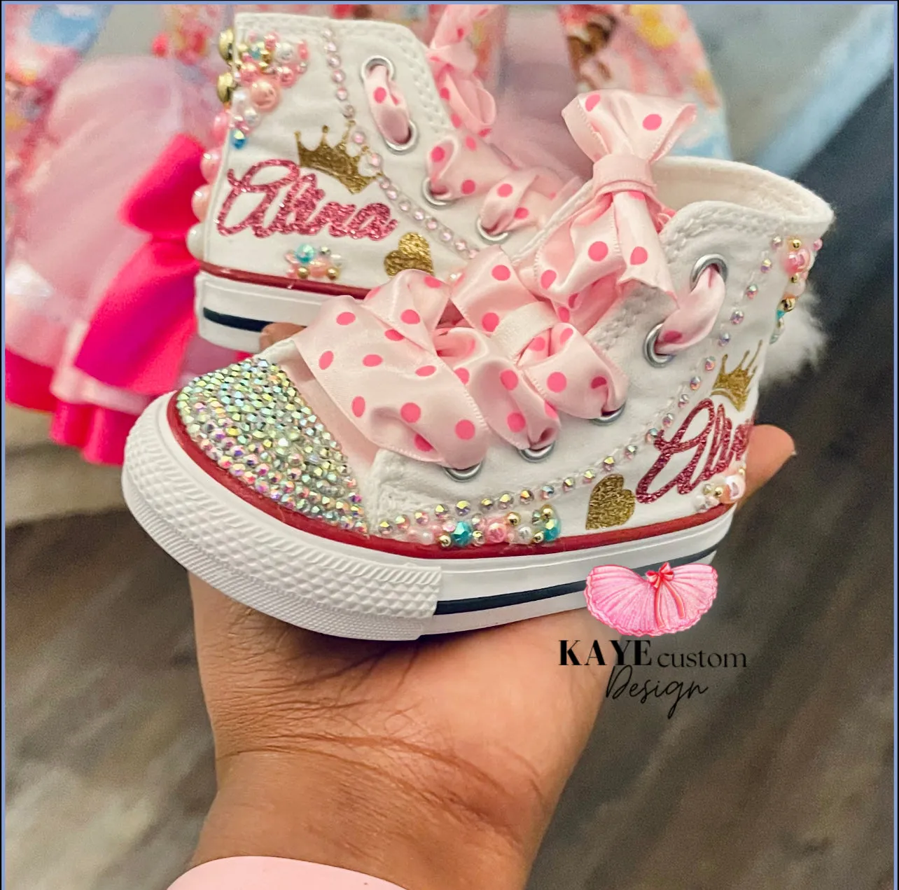 Custom Princess Kids Shoes | Pink Bling Rhinestone Shoes