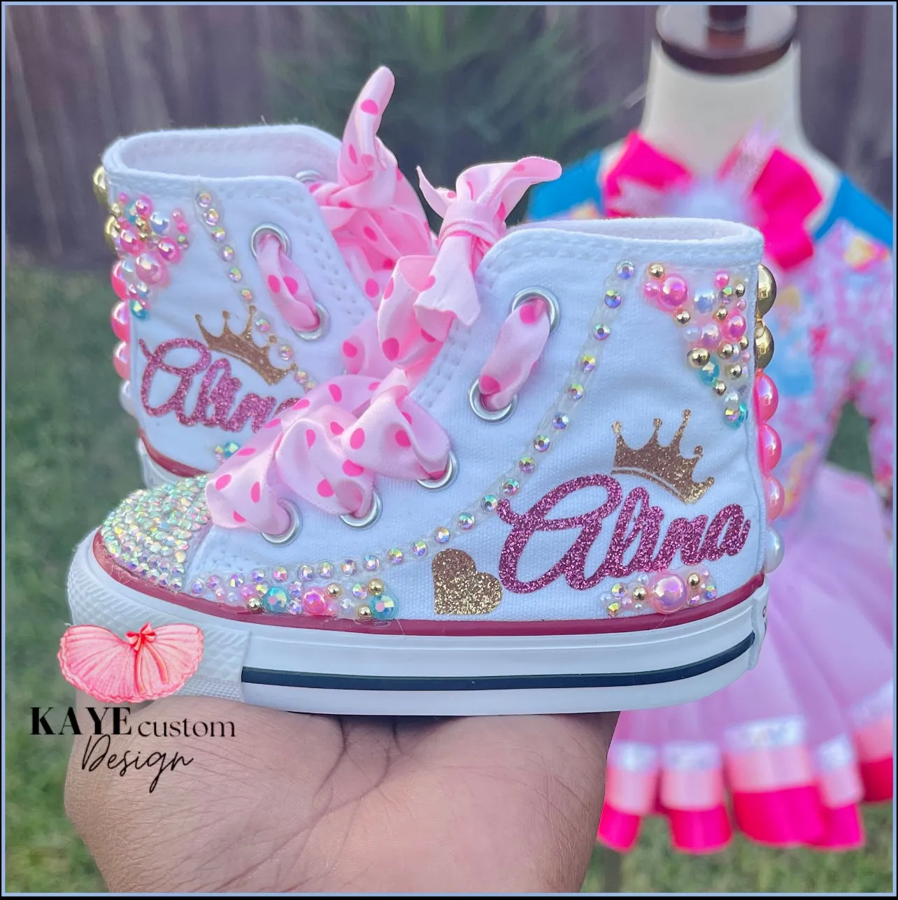 Custom Princess Kids Shoes | Pink Bling Rhinestone Shoes