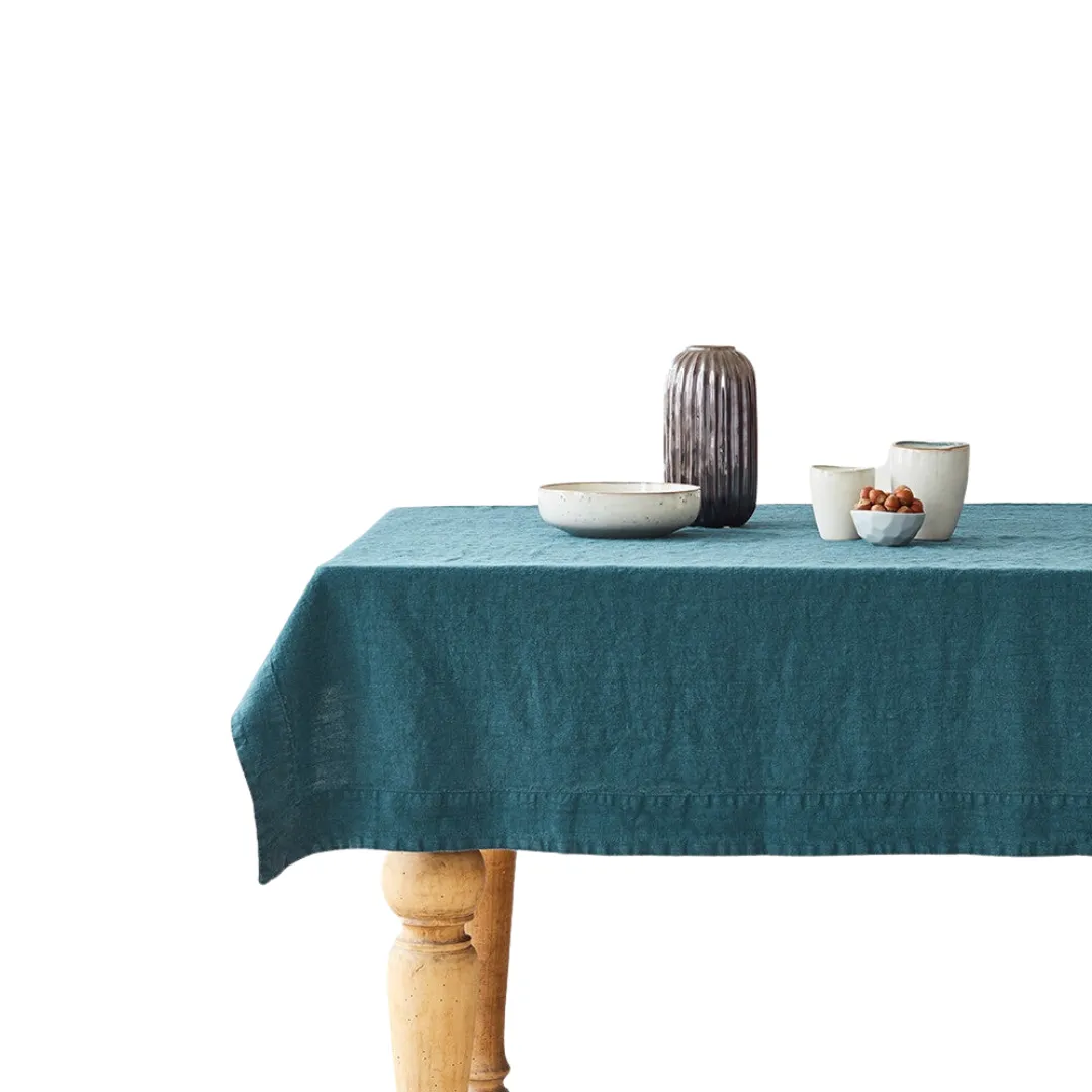 Deep Water Linen Tablecloth