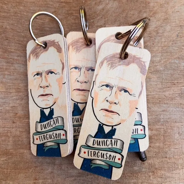 Duncan Ferguson Character Wooden Keyring - RWKR1