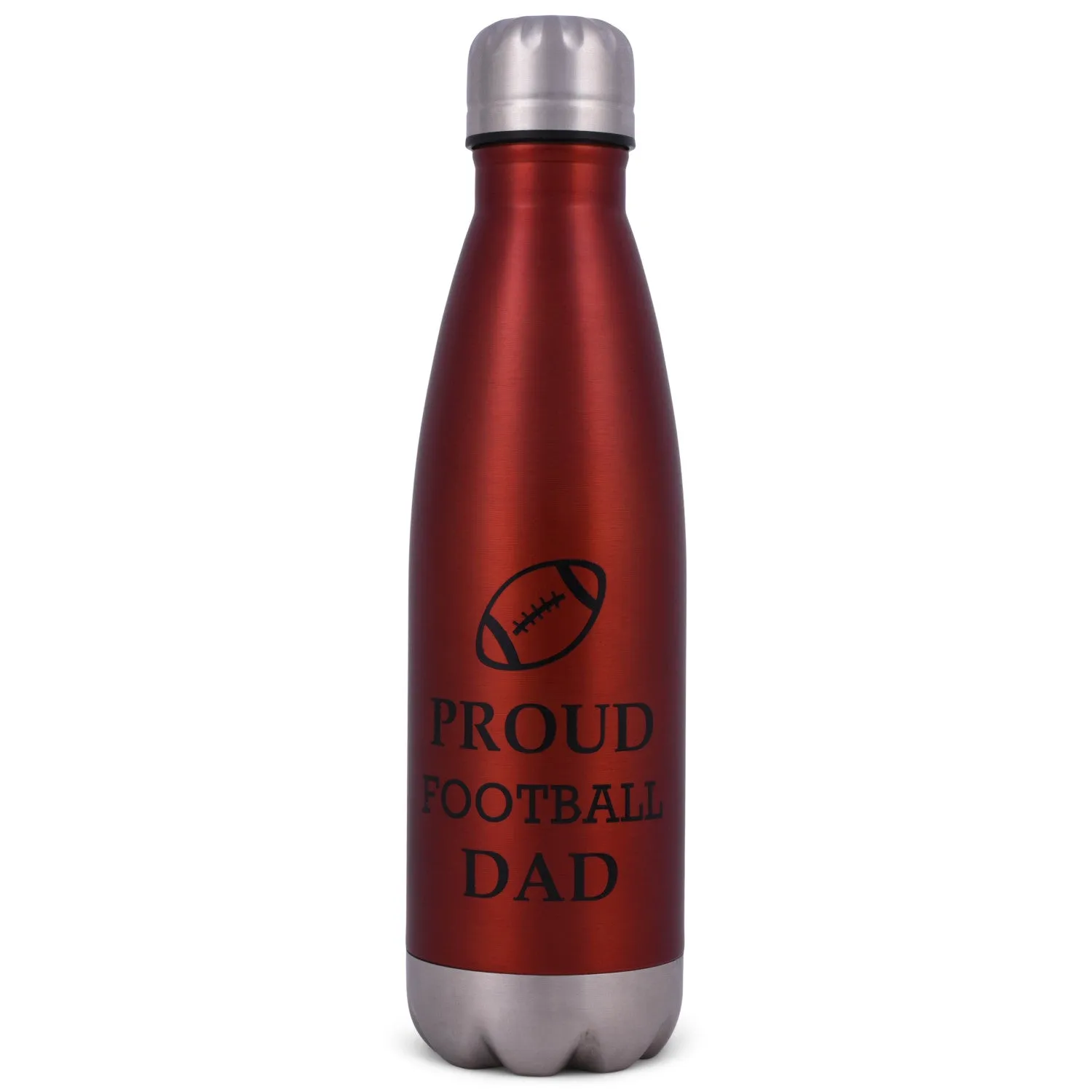 Elanze Designs Proud Football Dad Red 17 ounce Stainless Steel Sports Water Bottle