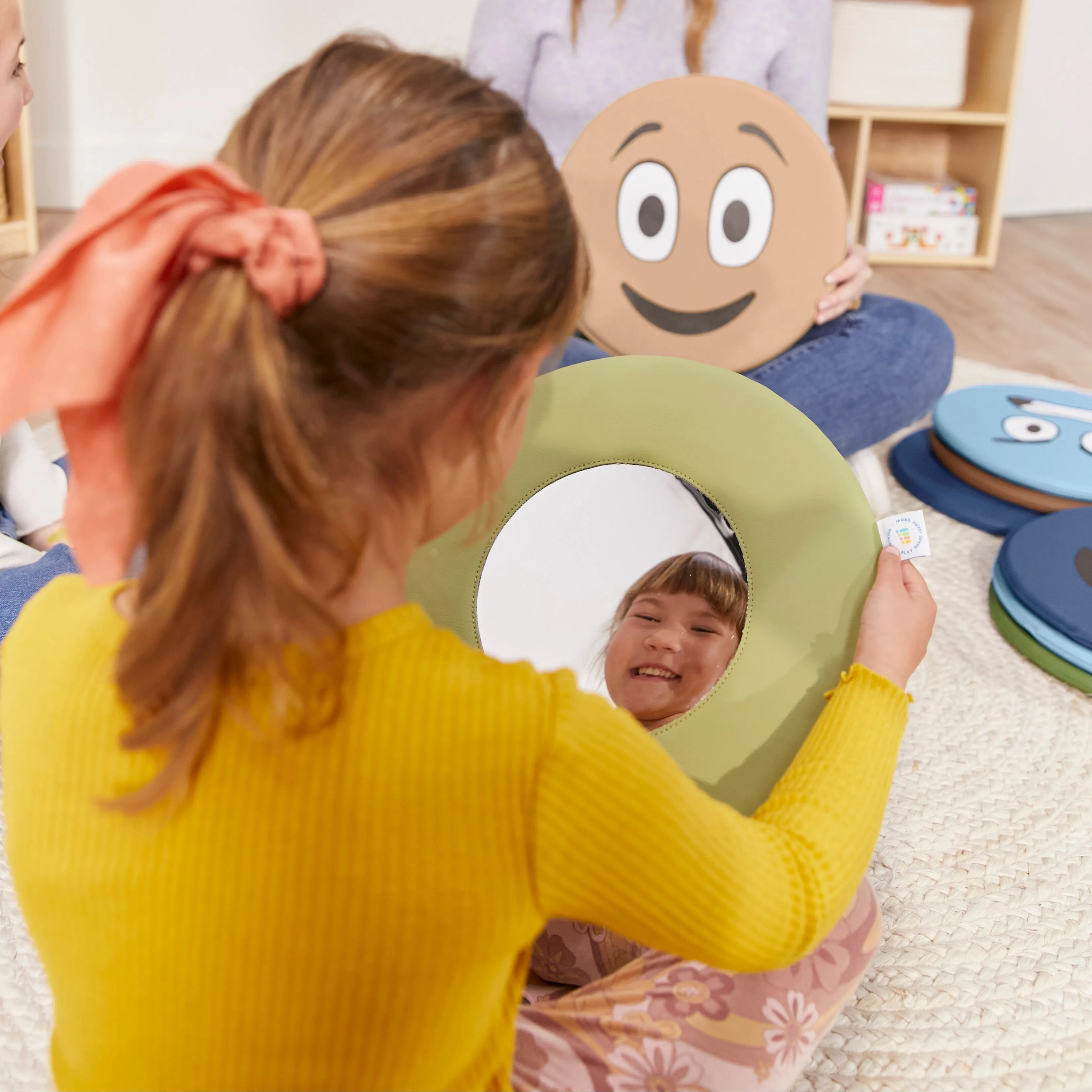 Emotion Pads with Mirror, English, Expression Cushions, 8-Piece