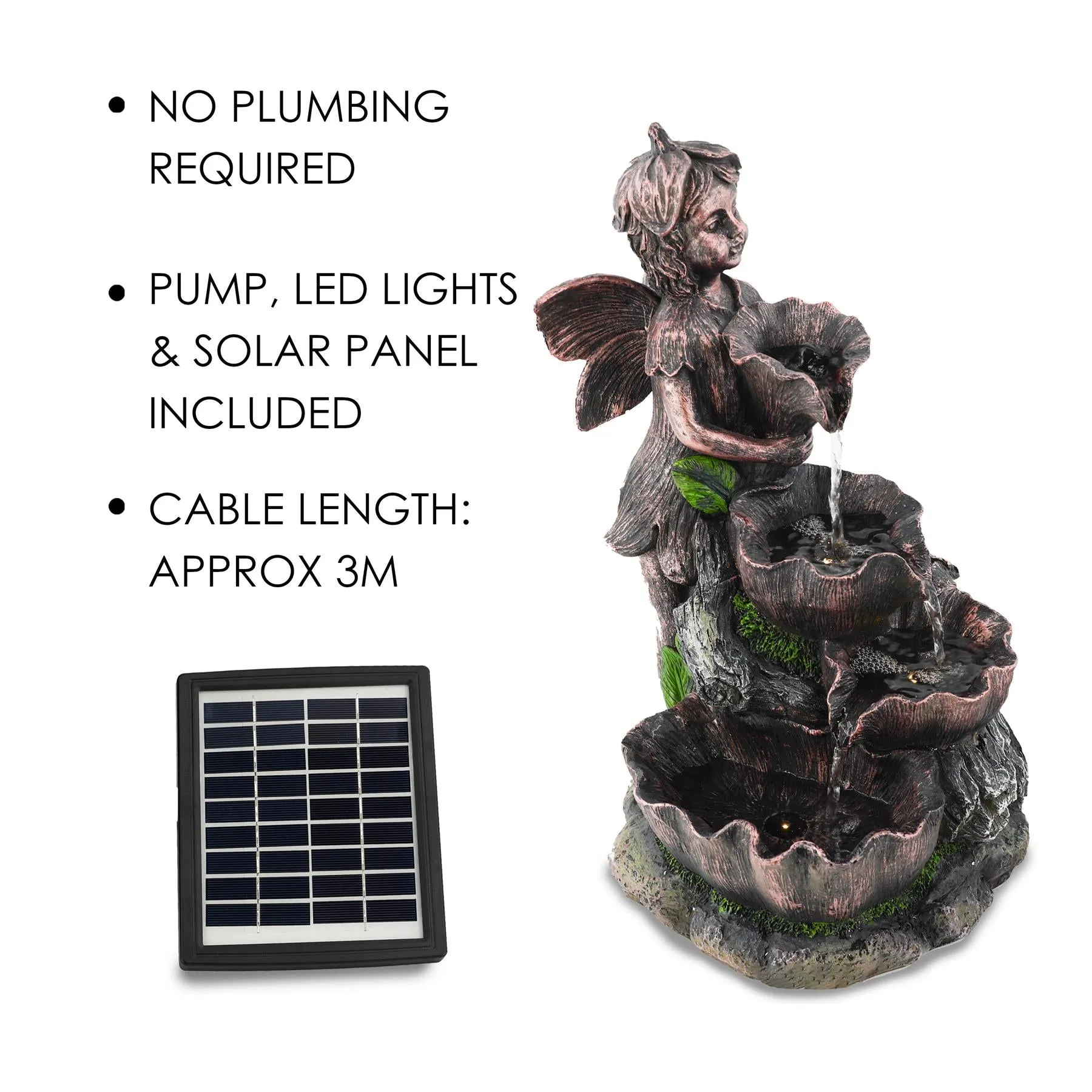 Fairy Solar Water Feature Outdoor With LED