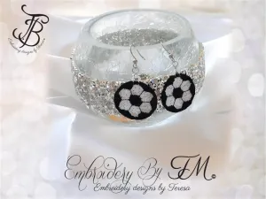 Football earrings/ 4x4 hoop