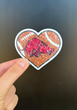 Football Heart Hog Sticker