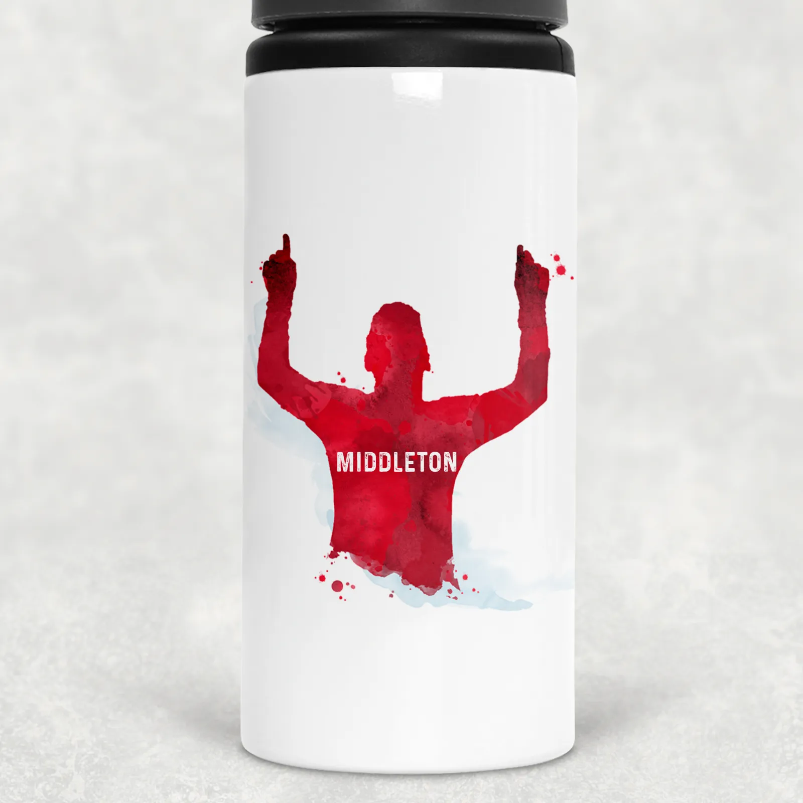 Football Red Shirt Personalised Aluminium Straw Water Bottle 650ml